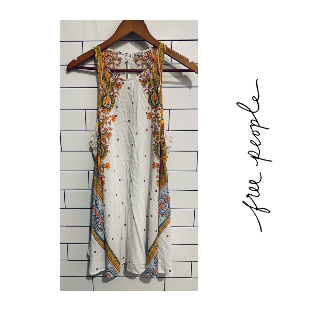 Intimately Free People delicate lace trim boho print Dress M